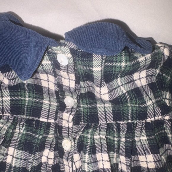 Cecil and Lou Girls Navy Green Plaid Corduroy Collar Blouse Holiday Prep 3T - Picture 12 of 14